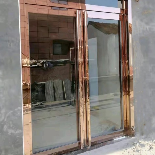 玫瑰金不銹鋼地簧門 玫瑰金不銹鋼地簧門